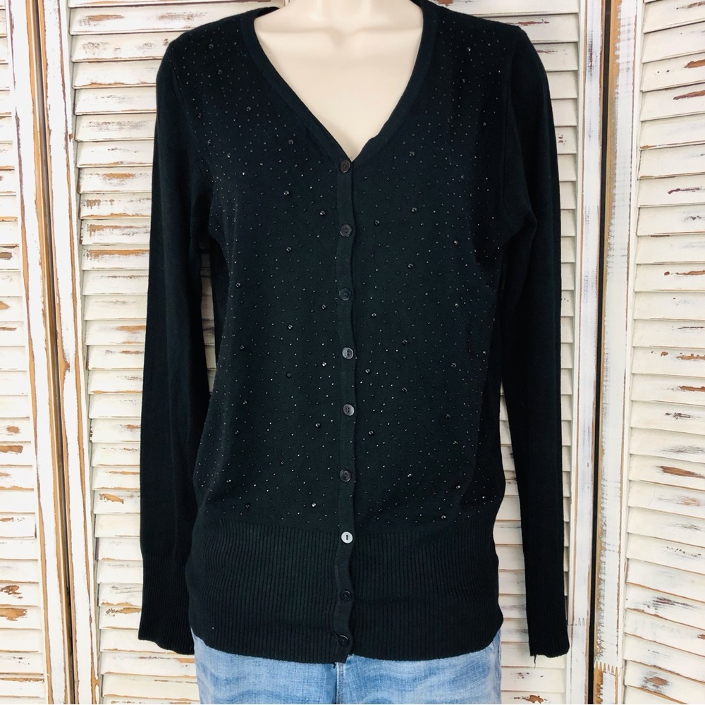 NWOT Maddison Black Sparkle Front Cardigan